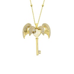 Angel Winged Name Key Silver - Elegant Jewelry