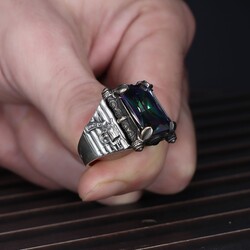 Armed Model 925 Sterling Silver Men's Ring With Mystic Topaz Stone - 3