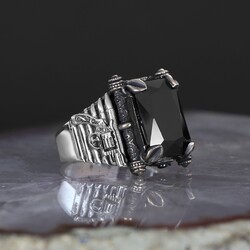 Armed Model Zircon Stone 925 Sterling Silver Men's Ring - Luxury Jewelry