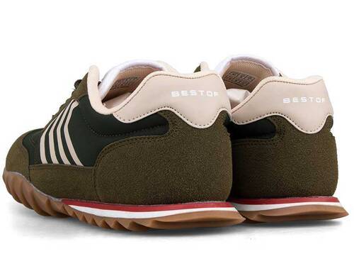 Bestof B-508 حذاء رياضي رجالي جلد - كاكي - 3