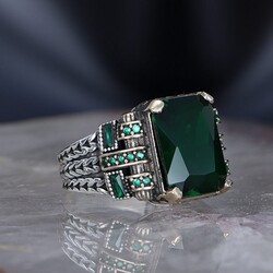 Chain Series 925 Carat Zircon Stone Men's Silver Ring - Luxury Jewelry