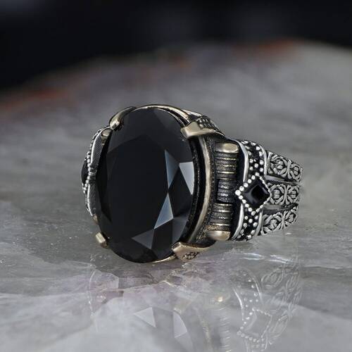 Chain Series 925 Sterling Silver Men's Ring With Zircon Stone - 1