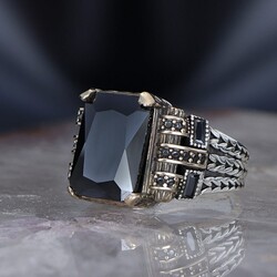 Chain Series 925 Sterling Zircon Stone Men's Silver Ring - Luxury Jewelry