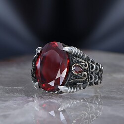 Chain Series 925 Sterling Zircon Stone Men's Silver Ring - Luxury Jewelry