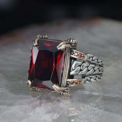 Chain Series 925 Sterling Zircon Stone Men's Silver Ring - Elegant Jewelry