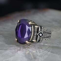 Chain Series 925 Sterling Zircon Stone Men's Silver Ring - Luxury Jewelry