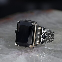 Chain Series 925 Sterling Zircon Stone Men's Silver Ring - Luxury Jewelry