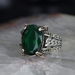 Chain Series 925 Sterling Zircon Stone Men's Silver Ring - Luxury Jewelry