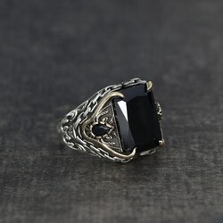 Chain Series Zircon Stone 925 Sterling Silver Men's Ring - Luxury Jewelry