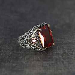 Chain Series Zircon Stone 925 Sterling Silver Men's Ring - Luxury Jewelry