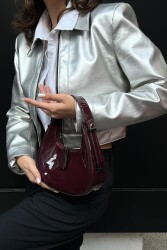 Cherry Patent Leather Burgundy Baguette Bag - BestOf Bag