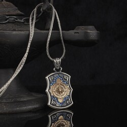 Compass Model 925 Sterling Silver Men's Necklace - Luxury Jewelry