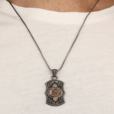 Crescent And Star Model 925 Sterling Silver Men's Necklace - 2