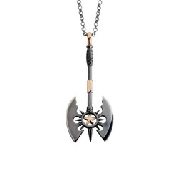 Double Sided Ax Men's Silver Necklace - Elegant Jewelry
