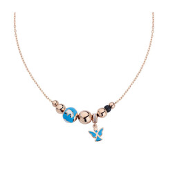 Enameled Silver Necklace With Angel Motif - Elegant Jewelry