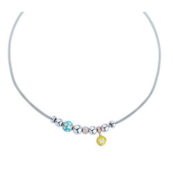 Enameled Silver Necklace With Butterfly Figure - Elegant Jewelry