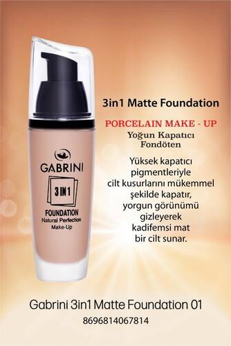 Gabrini 3 İn 1 Foundation Natural Perfection Make Up No:01 - 1