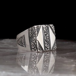 Handmade Pencil Workmanship 925 Sterling Silver Men's Ring - Luxury Jewelry