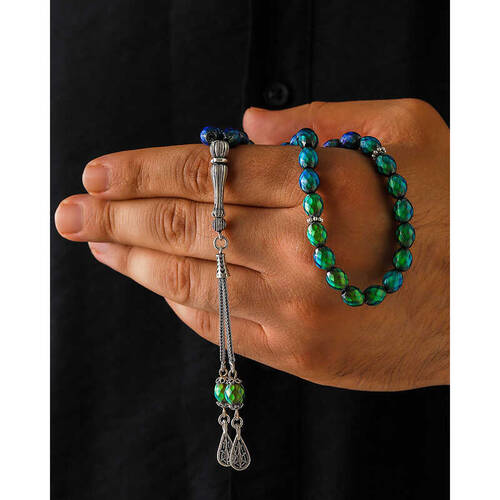 His Stone Prayer Beads With Silver Accessories - 1