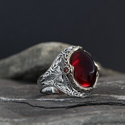 King Chain Model Zircon Stone 925 Sterling Silver Men's Ring - Luxury Jewelry