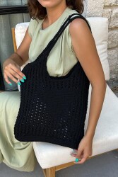 Knitted Black Shoulder Bag - BestOf Bag
