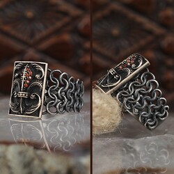 Knitted Pattern Aged Silver Men's Ring - Luxury Jewelry