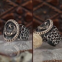 Knitted Pattern Aged Silver Men's Ring - Luxury Jewelry