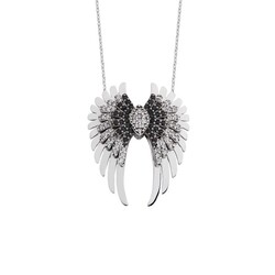 Large Angel Wing Silver Necklace - Elegant Jewelry