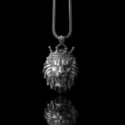Lion Model 925 Sterling Silver Men's Necklace - Luxury Jewelry