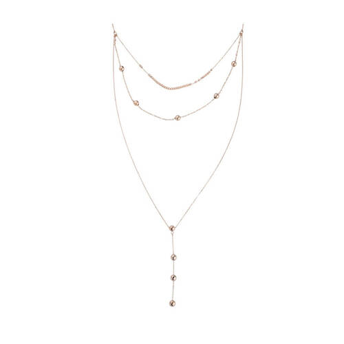 Long Chain Silver Necklace With Ball Pendant - 1