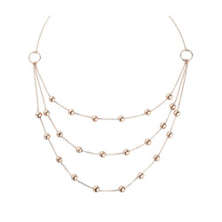 Long Silver Necklace With 3 Rows Of Bulk - Elegant Jewelry