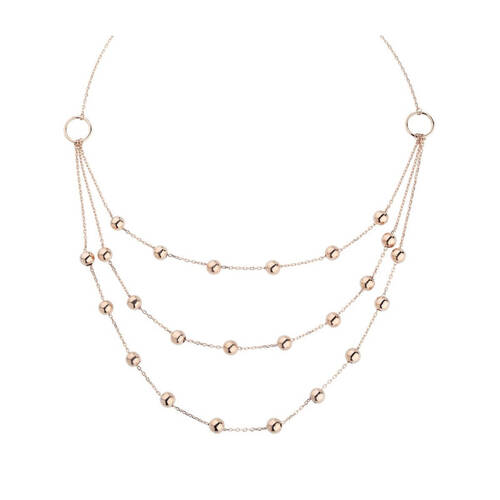 Long Silver Necklace With 3 Rows Of Bulk - 1