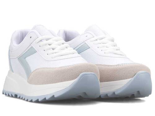 حذاء رياضي ماركو لوبر 1603 جلد للنساء - أبيض/أزرق - 2