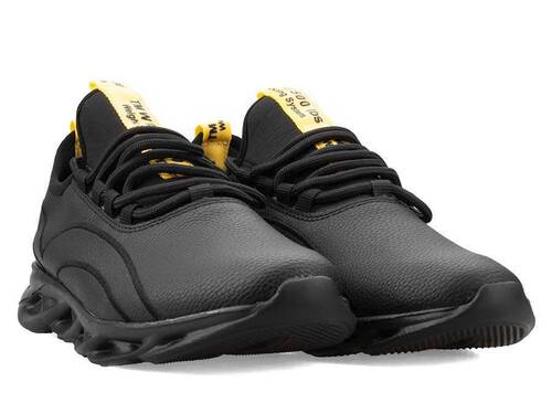 Men's Sneakers Racing 101 Leather - Black/Yellow - 2
