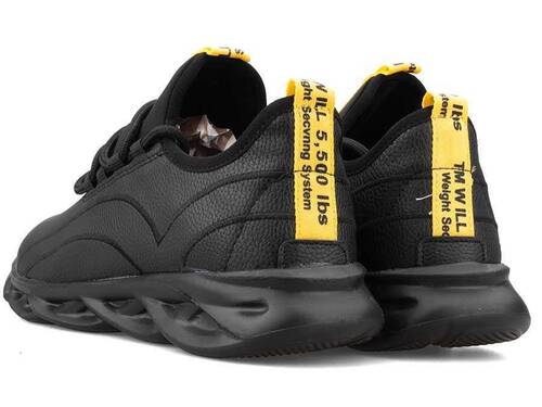 Men's Sneakers Racing 101 Leather - Black/Yellow - 3