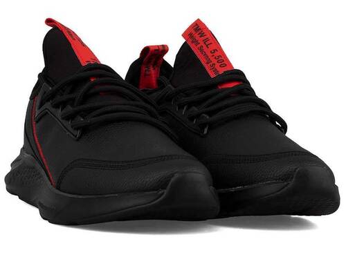 Men's Sneakers Racing 105 Leather - Black/Red - 3