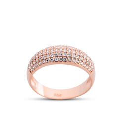 Micro Rose Color Silver Wedding Ring - Luxury Jewelry