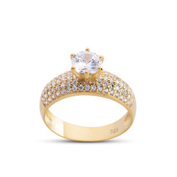 Micro Solitaire Gold Color Silver Ring - Luxury Jewelry