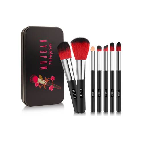 Mujgan 7-Piece Brush Set Black With Metal Box - 1