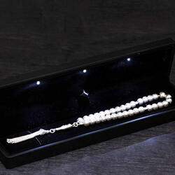 Patterned Round Prayer Beads With Silver Light Box - Luxury Jewelry