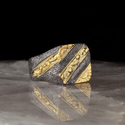 Pencil Workmanship, Rhodium Plated Silver Ring Prepared With Sandblasting Technique - Luxury Jewelry