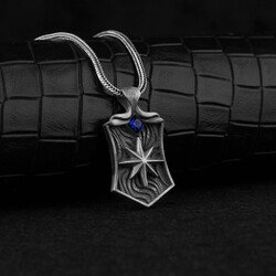 بوصلة موديل 925 قلادة رجالية من الفضة الاسترليني - المجوهرات الفاخرة