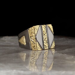 خاتم رجالي صناعة يدوية مطلي بالروديوم مصنوع يدويًا من الفضة الإسترليني عيار 925 - المجوهرات الفاخرة