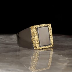 Rhodium Plated Handmade Pencil Workmanship 925 Sterling Silver Men's Ring - Luxury Jewelry