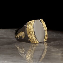 Rhodium Plated Handmade Pencil Workmanship 925 Sterling Silver Men's Ring - Luxury Jewelry