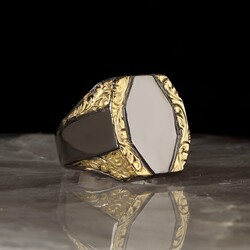 Rhodium Plated Handmade Pencil Workmanship 925 Sterling Silver Men's Ring - Luxury Jewelry