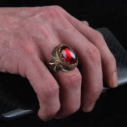 خاتم فضة رجالي مطلي بالروديوم وحجر الزركون - 2