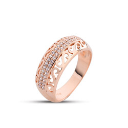 Rose Color Silver Wedding Ring With S Motif - Luxury Jewelry