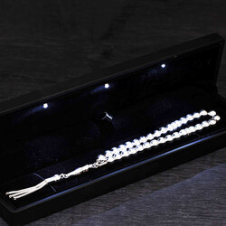 Round Flat Prayer Beads With Silver Light Box - Luxury Jewelry