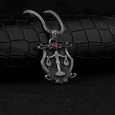 Scales Of Justice 925 Sterling Silver Men's Necklace - 1